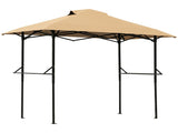 5x8FT Grill Gazebo, Khaki Polyester Canopy with Air Vent, Black Powder Coated Folding Awning Frame, 03527411