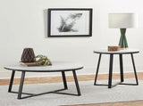 White Faux Marble and Matte Black Coffee Table B062P145515