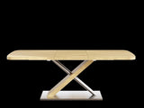 47.25 "-63" Dining Table, Original Wood Color, Seating 4-6 People, Retractable Table, Cross Metal W757P270705