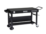 Portable Outdoor Grill Table Cart, Foldable Grill Cart with Wheels, Food Prep Table with Bottle 95490425