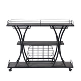 Industrial Bar Cart Kitchen Bar&Serving Cart for Home with Wheels 3 -Tier Storage Shelves W82151001
