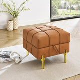 22 inches Anti-scratch Leather Storage Ottoman, Pet Friendly Entryway Bench with Golden Stainless W1191P196356