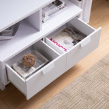 Modern TV Stand with Two Shelves and Two Drawers - White B107131410