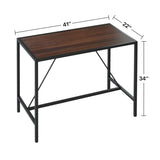 ZNTS Riley Indoor Walnut Metal Pub Dining Table with Metal Frame B02746799