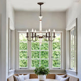 Retro white and Rust Color Chandelier With Light Fixture 6 Light Pendant Light W1592P233588