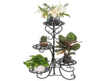4 Potted Rounded Flower Metal Shelves Plant Pot Stand Decoration for Indoor Outdoor Garden Black 69287047