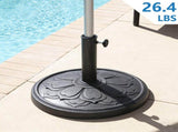 27 lbs. Lotus Design Umbrella Base Outdoor Market Umbrella Stand in Antique Silver 12709519