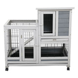 ZNTS Wooden Rabbit Hutch, Outdoor Pet Bunny House Wooden Cage with Ventilation Gridding Fence, Openable W2181P155564