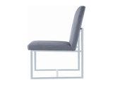 Set of 2 Upholstered Dining Chairs with Chrome Metal Frame, Grey B016P223116