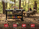 Portable Outdoor Grill Table Cart, Foldable Grill Cart with Wheels, Food Prep Table with Bottle 95490425
