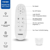YUHAO 52 inch Indoor Ceiling Fan with Intergrated LED - Matte White with Antique Brown Wood Grain W1367P263803