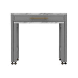 ZNTS Light Gray Counter Height Table w NESTED TABLE Dining Room Furniture Faux Marble Top Table B011P232972