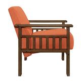 Orange Color Fabric Upholstered 1pc Accent Chair Walnut Finish Wood Durable Modern Home Furniture B011P256311
