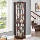 Corner Glass Cabinet Lighted Curio Cabinet Corner Display Case for Living Room, Curio Cabinet, W2275P194428