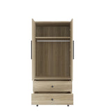 Density board pasted with triamine 9398-1 oak color black copper feet 2 doors 2 drawers with clothes 83228701