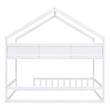 ZNTS Wooden Full Size House Bed with Storage Shelf,Kids Bed with Fence and Roof, White WF323149AAK