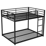 Full over Full Metal Bunk Bed, Low Bunk Bed with Ladder, Black 71718681