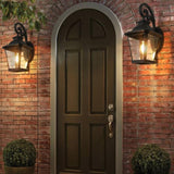 Outdoor Wall Lanterns 2-Pack, Black Waterproof Wall Sconce with Clear Glass Panels, Vintage Exterior W1340P239404