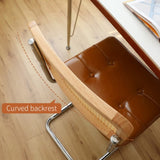 Dining Chairs Set of 2, Fauex Leather Rattan Side Accent Chairs with Chrome Legs, Modern Mid Century W2105P230515