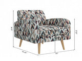 Darien Accent Arm Chair in Yellow, Olive and Navy Stripe Pattern with Dark Brown Solid Wood Legs B127P495074