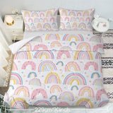 Rainbow Pattern Comforter Set for Women Pink and Yellow Rainbow Star Comforter 3 Piece with 2 Pillow 37361918