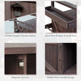 K&K Outdoor Kitchen Island, Rolling Bar Cart & Storage Cabinet, Farmhouse Solid Wood Outdoor Grill WF532198AAZ