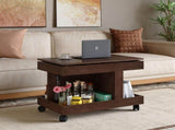 Small Coffee Table Wheels, 360&deg Rotating Desktop Multi-Functional Side Table, Rolling End Table 09869687