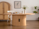 59 Inch Oval Dining Table for 4-6 Oval Table Kitchen Modern Oval Dining Room Table with 2-Layer W3081P338358