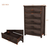 Retro American Country Style Wooden Dresser with 5 Drawer, Storage Cabinet for Bedroom, Dark Walnut WF324089AAD