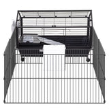 Small Animal Playpen Cage w/ Rolling Caster, Water Bottle, 35" L W2225140476