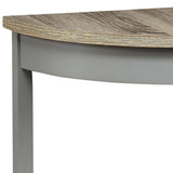 ZNTS Grey Oak and Grey Half Moon Console Table with Bottom Shelf B062P181397