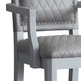 Two Tone Grey and Pearl Grey Upholstered Back Arm Chairs B062P185700