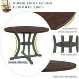 5-Piece Round Dining Table and 4 Fabric Chairs with Special-shaped Table Legs and Storage Shelf 15508700