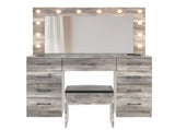 9-Drawer Table Set with 12 Tri-Color Light Bulbs and Power Strip Glass-Topped Particleboard 83721046