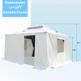 ZNTS 12'x12' Gazebo Cover for Hardtop Gazebos, Outdoor Universal Winter Gazebo Cover with Sidewalls and W1859P226063