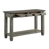 ZNTS Coffee and Antique Gray Finish 1pc Sofa Table with 2 Drawers Bottom Shelf Wooden Living Room B011P175712