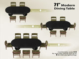 70.9" Oval Dining Table for 6 People, Fluted Panel Legs with 2 Side Open Storage Shelves, MDF 89425434