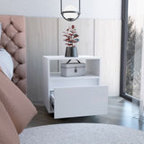 Austin Nightstand , End Table, Side Table Casters, Single Drawer-White B07092129