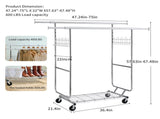 Double Clothing Garment with Shelves Capacity 800lbs Clothings on Wheels Rolling Clothes 27649817