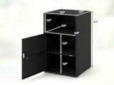 Black Wicker Garden Storage Cabinet, Dual Open & Closed Design Outdoor Tool Cushion Storage Cabinet 83353759