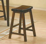 29-inch Bar Height Stools 2pc Set Saddle Seat Solid Wood Cherry Finish Casual Dining Furniture B01151979