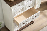 7 Drawer Dresser Chest for Bedroom with Wooden Base and Riser Trim, Wooden Rustic Rustic Chest of W2393P252365