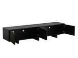Retro Style Wood Grain TV Stand with Wavy Door for TVs up to 75", Rustic Media N721P379534B
