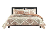 6 Piece Printed Quilt Set with Throw Pillows Multi Full/Queen B03597396