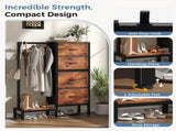 4 Drawers Dresser with Hanging Rack, 44-inch Tall Reversible Fabric Chest, Bedroom Storage Tower, 77536599