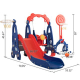 ZNTS 5 in 1 Slide and Swing Playing Set, Toddler Extra-Long Slide with 2 Basketball Hoops, Football, W2181P149199