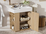 21.6" bathroom vanity with ceramic sink, freestanding modern right door wood grain cabinet with open N729P285503N