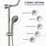 Shower System with Rain Showerhead, 5-Function Hand Shower, Adjustable Slide Bar and Soap Dish for DSAE103BN