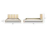 Toscana Queen Upholstered Cane Back Platform Bed, Antique White Polyester B2719P385736