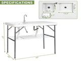 101*65.5*92cm HDPE Rectangular With Barbed Wire Foldable Outdoor Fish Killing Table White 02927889